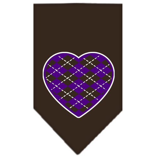 Argyle Heart Purple Screen Print Bandana Cocoa Large